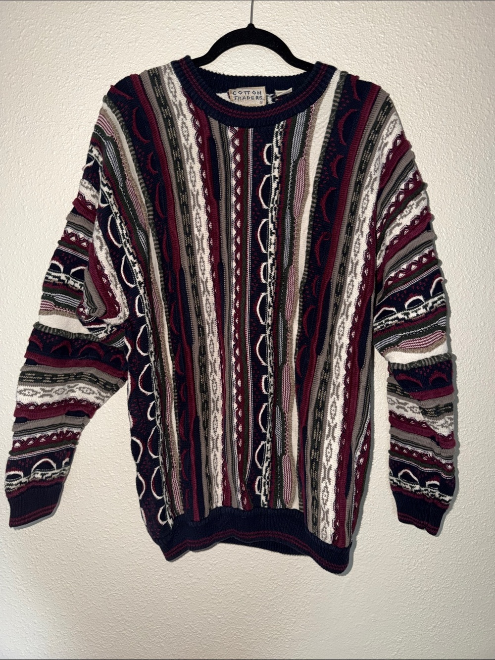 Vintage Cotton Traders Heavyweight Textured Knit Sweater | Coogi Style | unisex